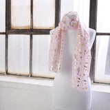 Pink scarf with gold foil music note design - Gold Foil Music Note Chiffon Group Scarf
