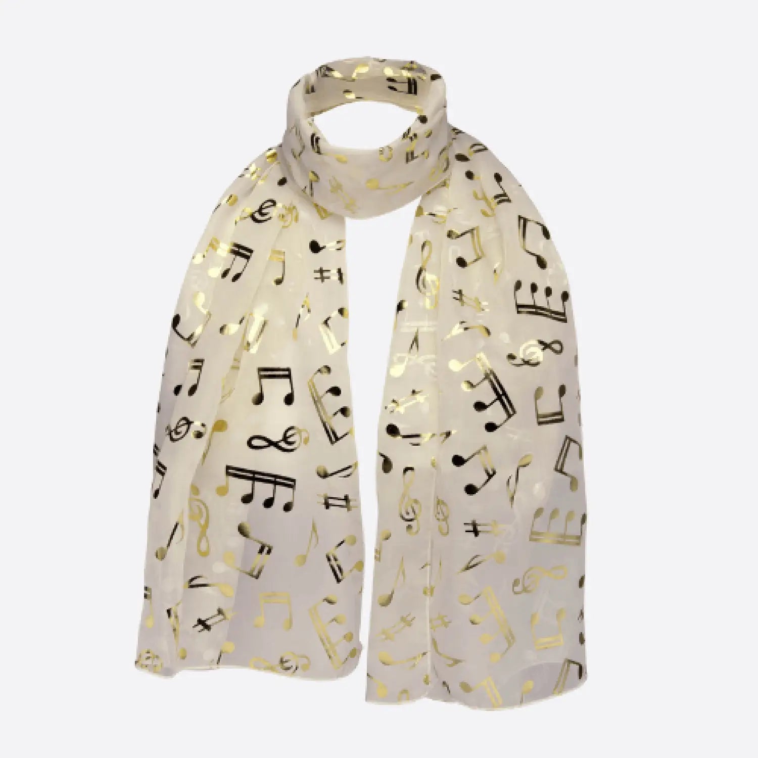 Gold Foil Music Note Chiffon Group Scarf.