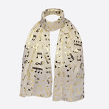 Gold Foil Music Note Chiffon Group Scarf.