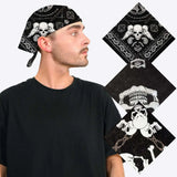 Gothic skull bandana set with exquisite skull design, biker accessory