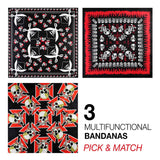 Exquisite Gothic Skull 3-Pack Bandana Set with Different Patterns