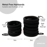 Hair Elastics Tie black hair bands with measurements for basic sense style