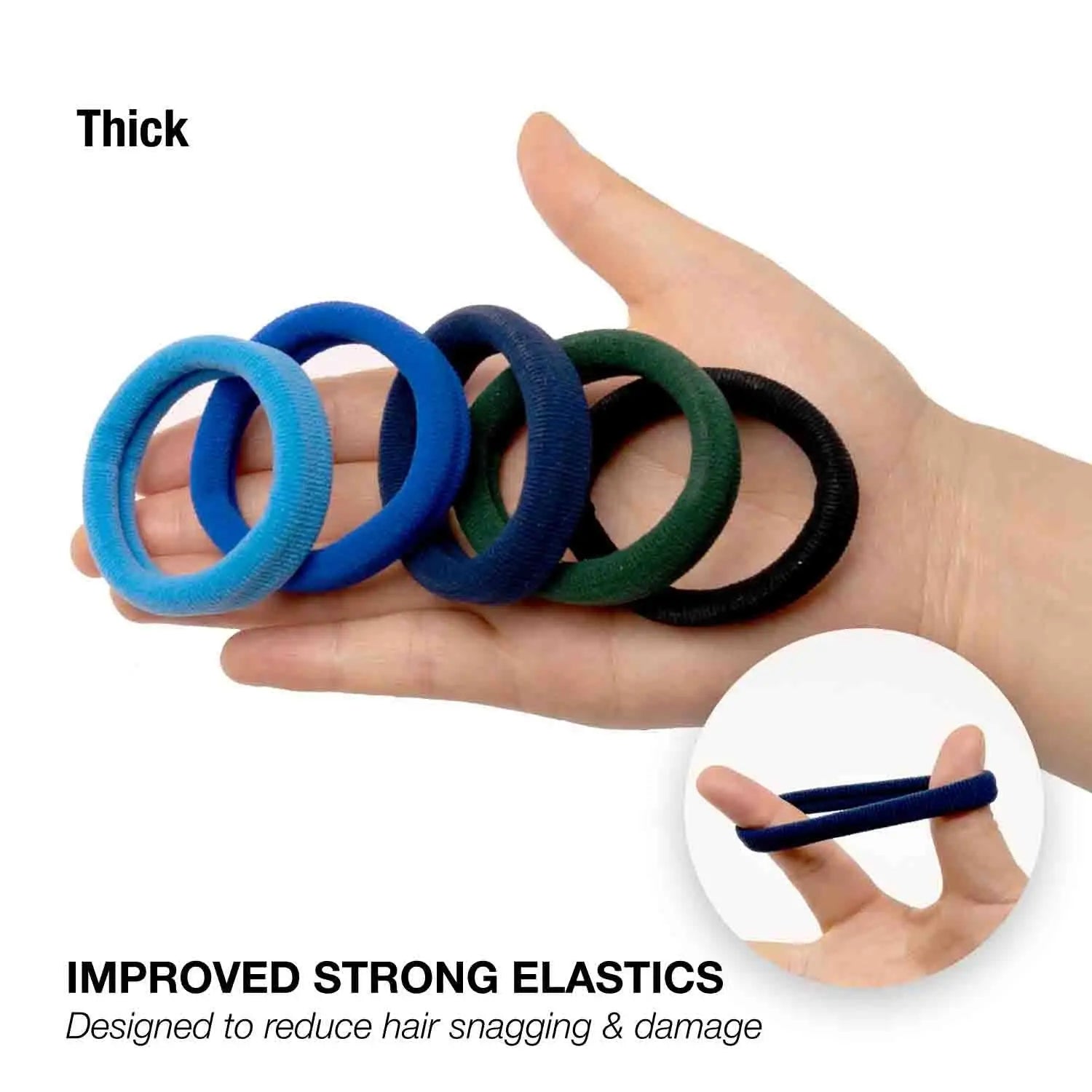 Hair Elastics Tie with Hand Holding Three Different Colored Rings