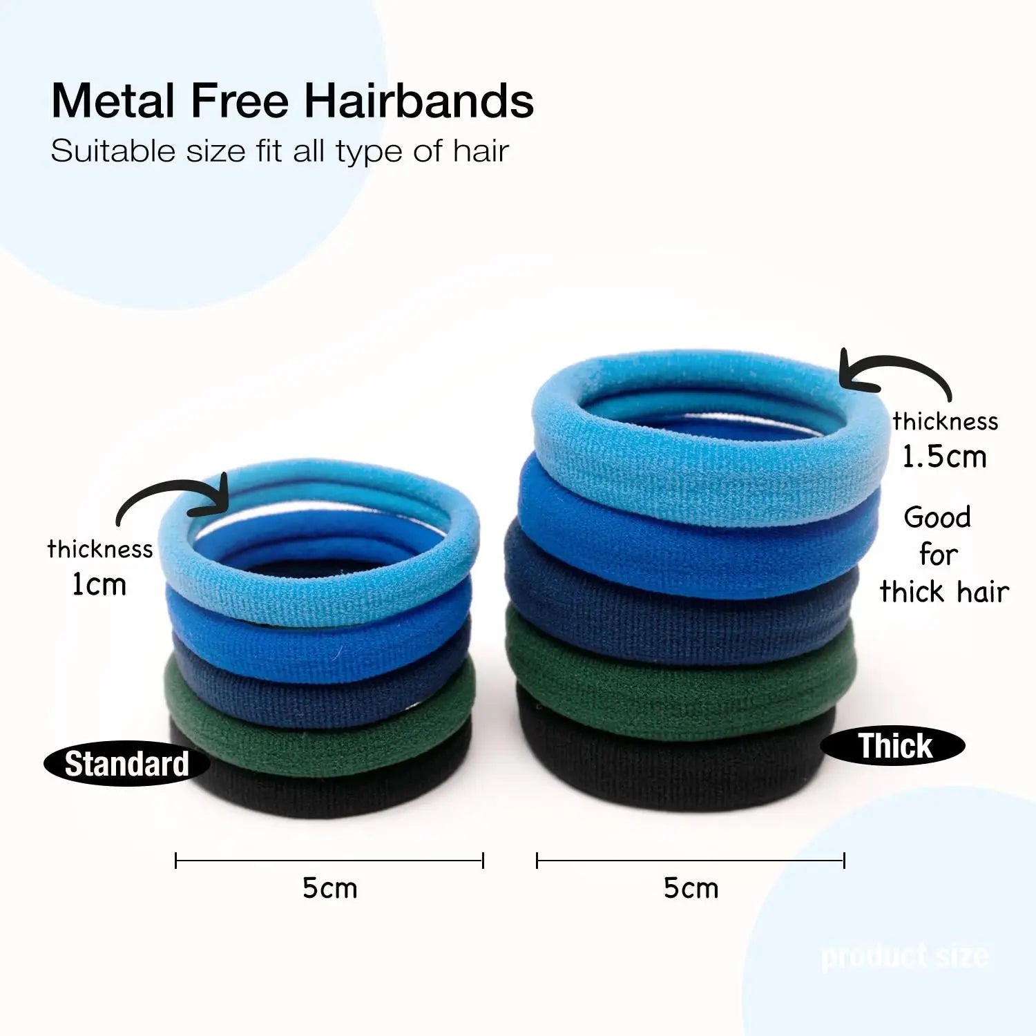 Stack of blue and green hair bands for Hair Elastics Tie
