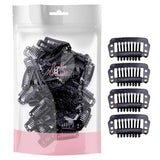 Black hair clip set packaged in plastic bag for Hair Extension Snap Clips Set.