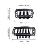 Hair Extension Snap Clips Set with Two Black Combs of Different Sizes