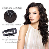 Woman using metal snap clips for hair extensions in Hair Extension Snap Clips Set