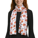 Halloween Pumpkin & Bat Silky Satin Striped Scarf - Scarves
