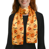 Halloween Pumpkin & Bat Silky Satin Striped Scarf - Scarves