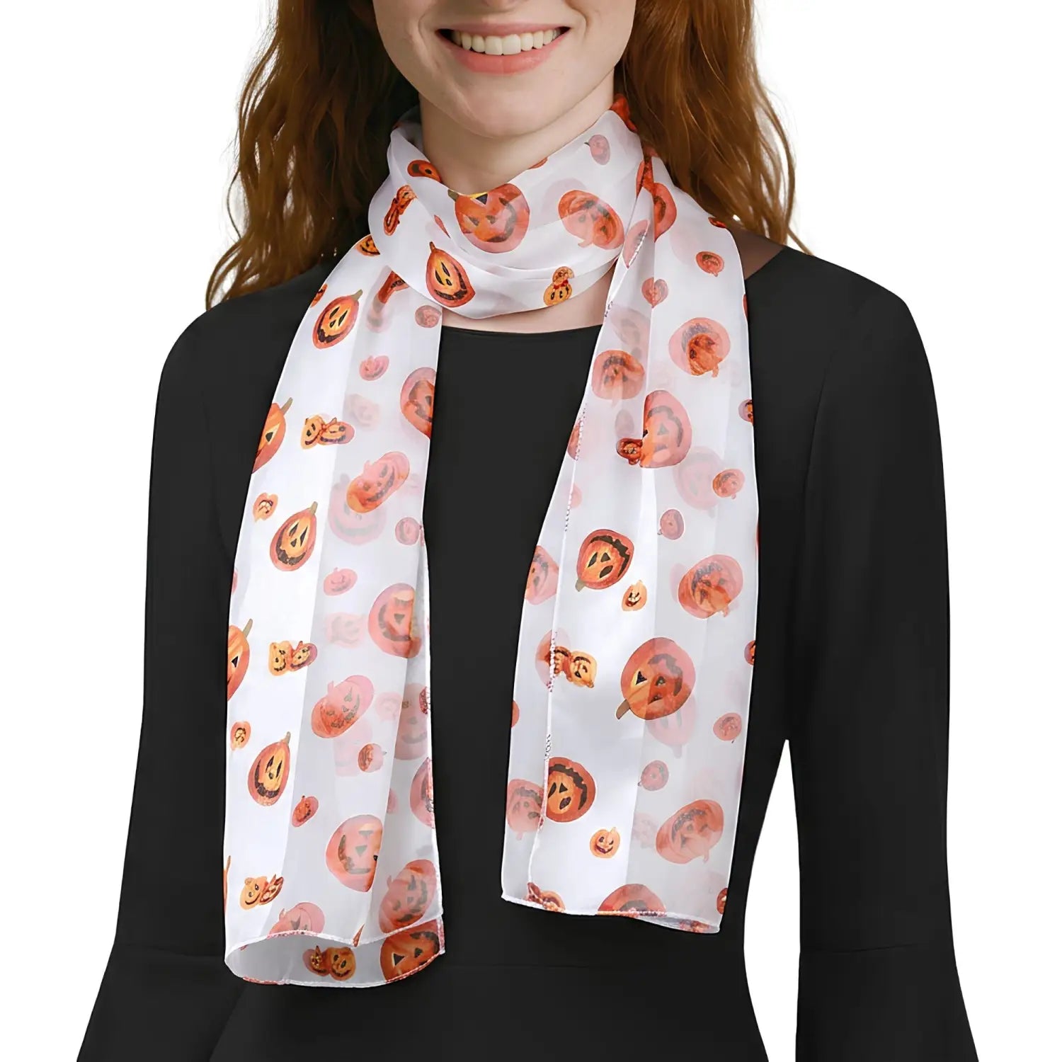 Halloween Pumpkin Silky Satin Striped Scarf - Scarves