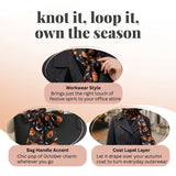 Halloween Pumpkin Silky Satin Striped Scarf - Scarves