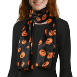 Halloween Pumpkin Silky Satin Striped Scarf - Scarves
