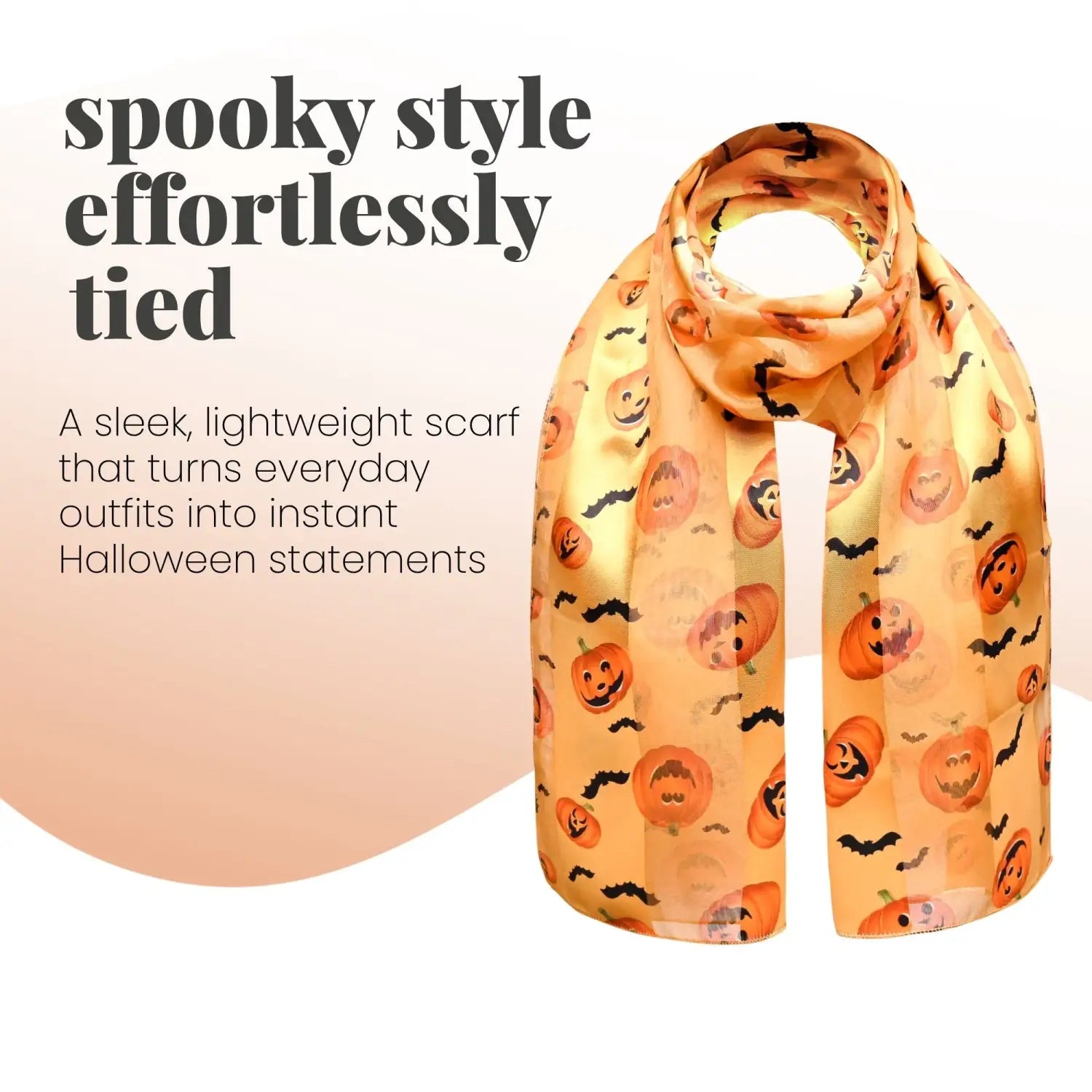 Halloween Pumpkin Silky Satin Striped Scarf - Scarves
