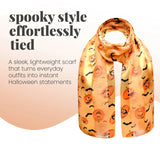 Halloween Pumpkin Silky Satin Striped Scarf - Scarves