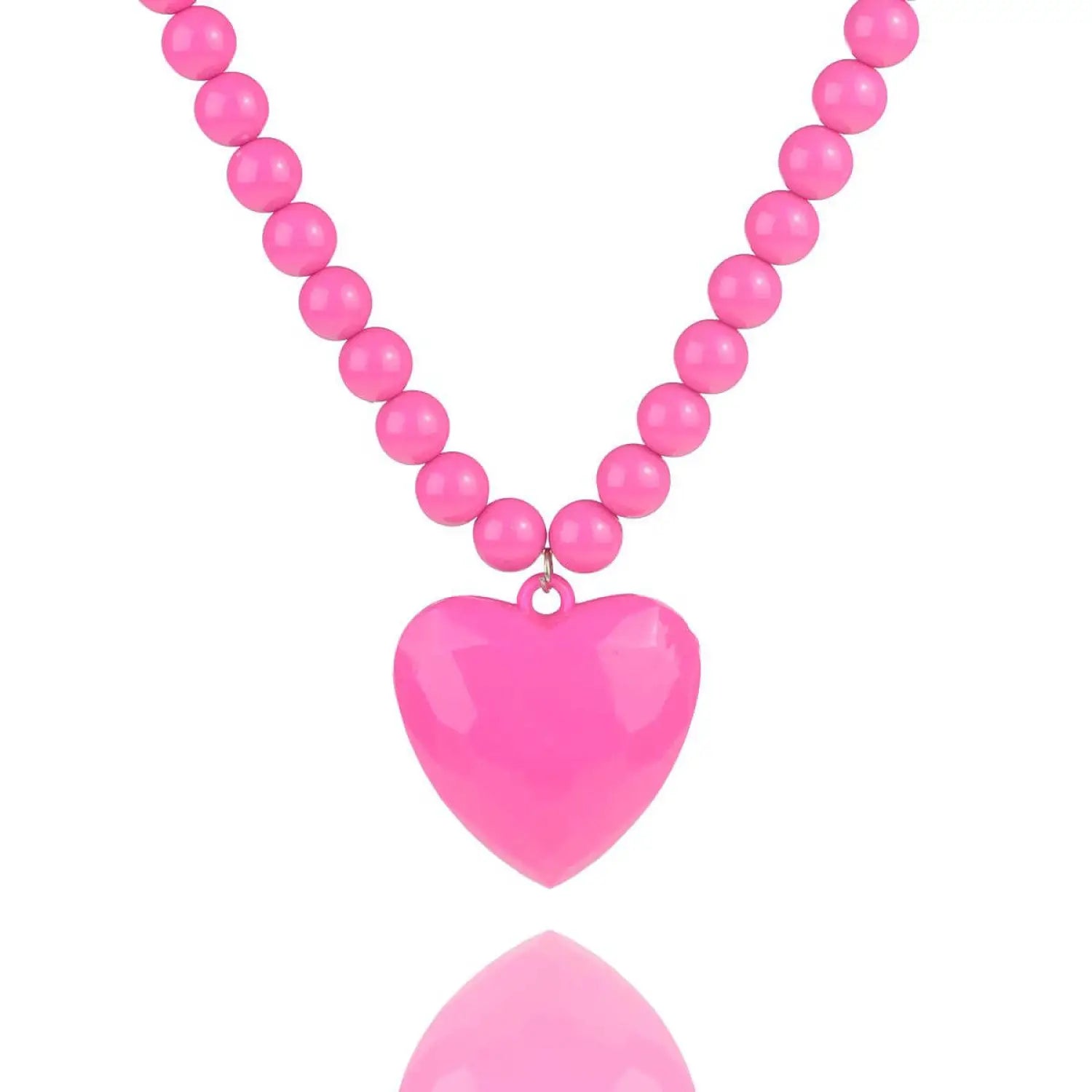 Heart Charm Ball Chain Necklace - Pink bead design