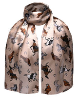 Horse print satin striped unisex scarf with cat pattern