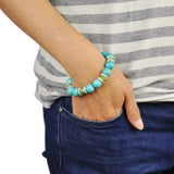 Howlite Turquoise Stone Bracelet with Rhinestone Beads