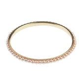 Gold bangle with imitation pearls and peach ribbon stackable design