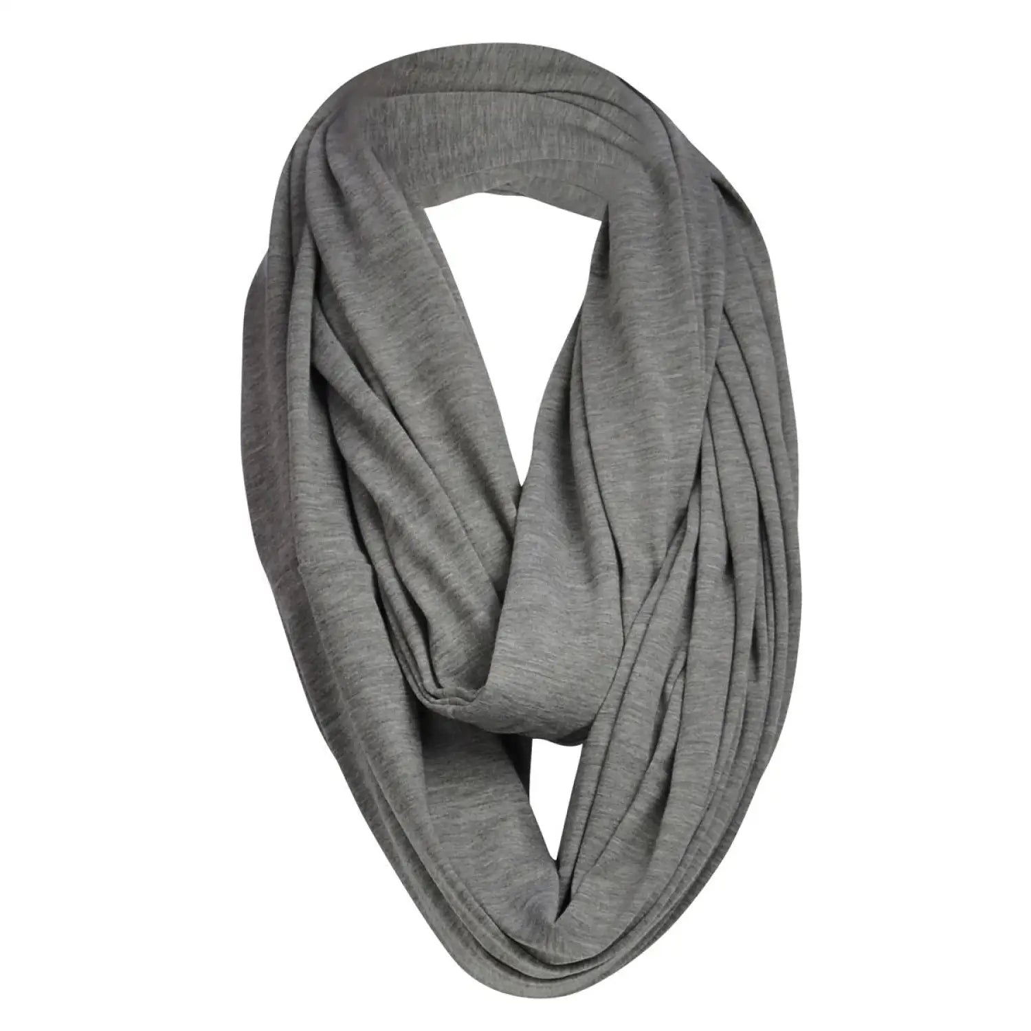 Jersey Cotton Infinity Snood: Soft and Stylish Grey Scarf on White Background