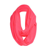 Pink jersey cotton infinity snood on white background.