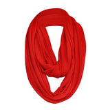 Jersey Cotton Infinity Snood: Red Scarf on White Background