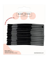 Black plastic hair clip in package for Jumbo Metal Bobby Pins product.