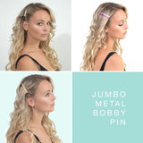 Jumbo metal bobby pins - set of 12, large hair accessory clip blonde woman ponytail braided hairstyle.