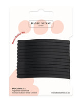 Basic black elastic bands displayed with Jumbo Metal Bobby Pins - Large, Set of 12 Hair Accessory Clips.