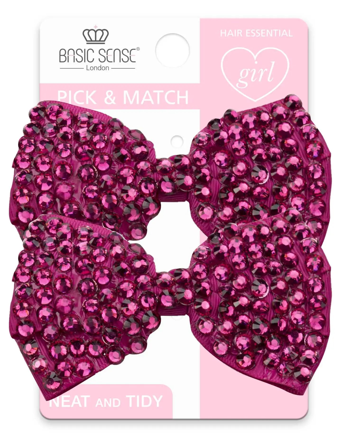 Pink rhinestone glittery bows with sequins on Kids Hair Clips