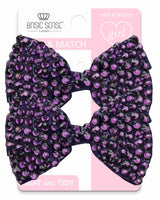 Purple crystal stone hair clip for kids - 2pcs Crocodile Hair Clips with rhinestone glittery bows.