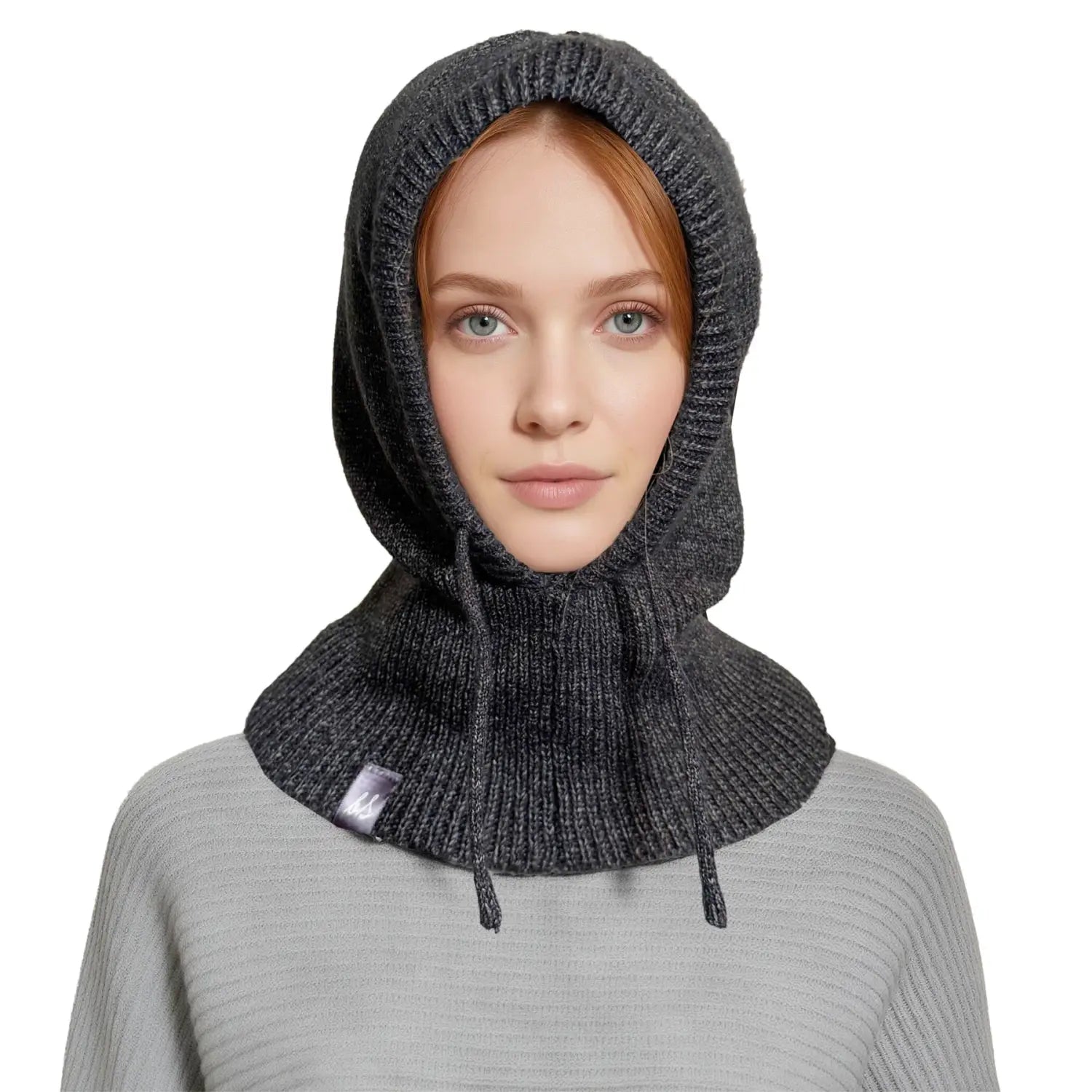 Knitted Hooded Scarf & Snood – Warm Versatile and Comfortable Winter Protection - Urban Black - Warm Scarves