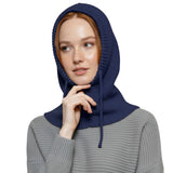 Knitted Hooded Scarf & Snood – Warm Versatile and Comfortable Winter Protection - Navy - Warm Scarves