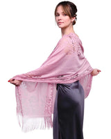 Elegant floral lace tassel shawl for evening party, proms & anniversary