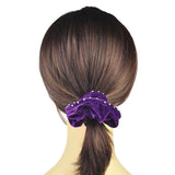 Large Rhinestone Velvet Hair Scrunchies with pearls on ponytail