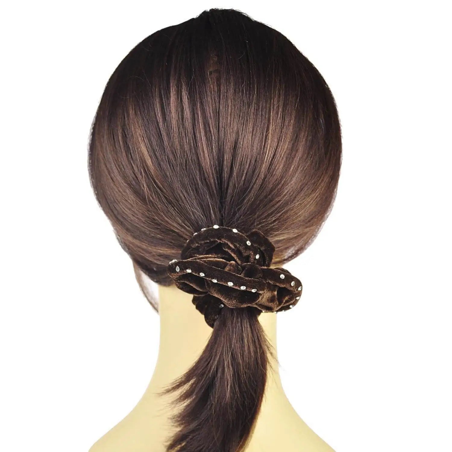 Large Rhinestone Velvet Hair Scrunchie with Ponytail and Hair Clip