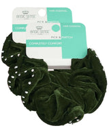 Green rhinestone velvet scrunchie with white tag - Large Rhinestone Velvet Hair Scrunchies, 2pcs