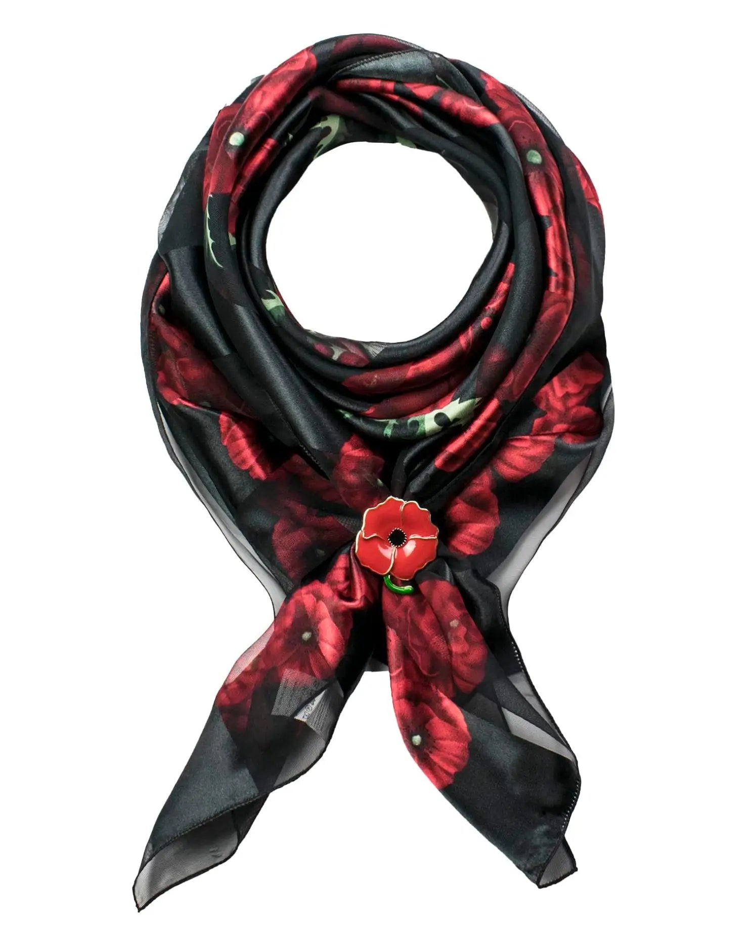 Large Square Poppy Scarf with Flower Design
