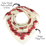 Large square poppy scarf with red flowers in Remembrance Day set