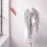 Layered & Textured Knitted Scarf - White Mannequin with Grey Scarf