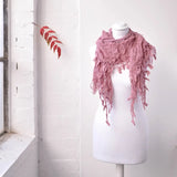 Layered & Textured Knitted Scarf - Pink knit scarf on a mannequin
