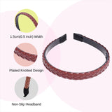 brown PU leather braided headbands 1.5cm width plaited knot design hair accessories for women 