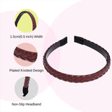 tan light brown Leather braided headband with knotted non slip headband braids for women and girls