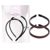 dark brown leather braided headbands and  PU leather hair accessories for women - 2pcs