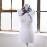 Leopard print chiffon square neck scarf, white man with blue and white scarf