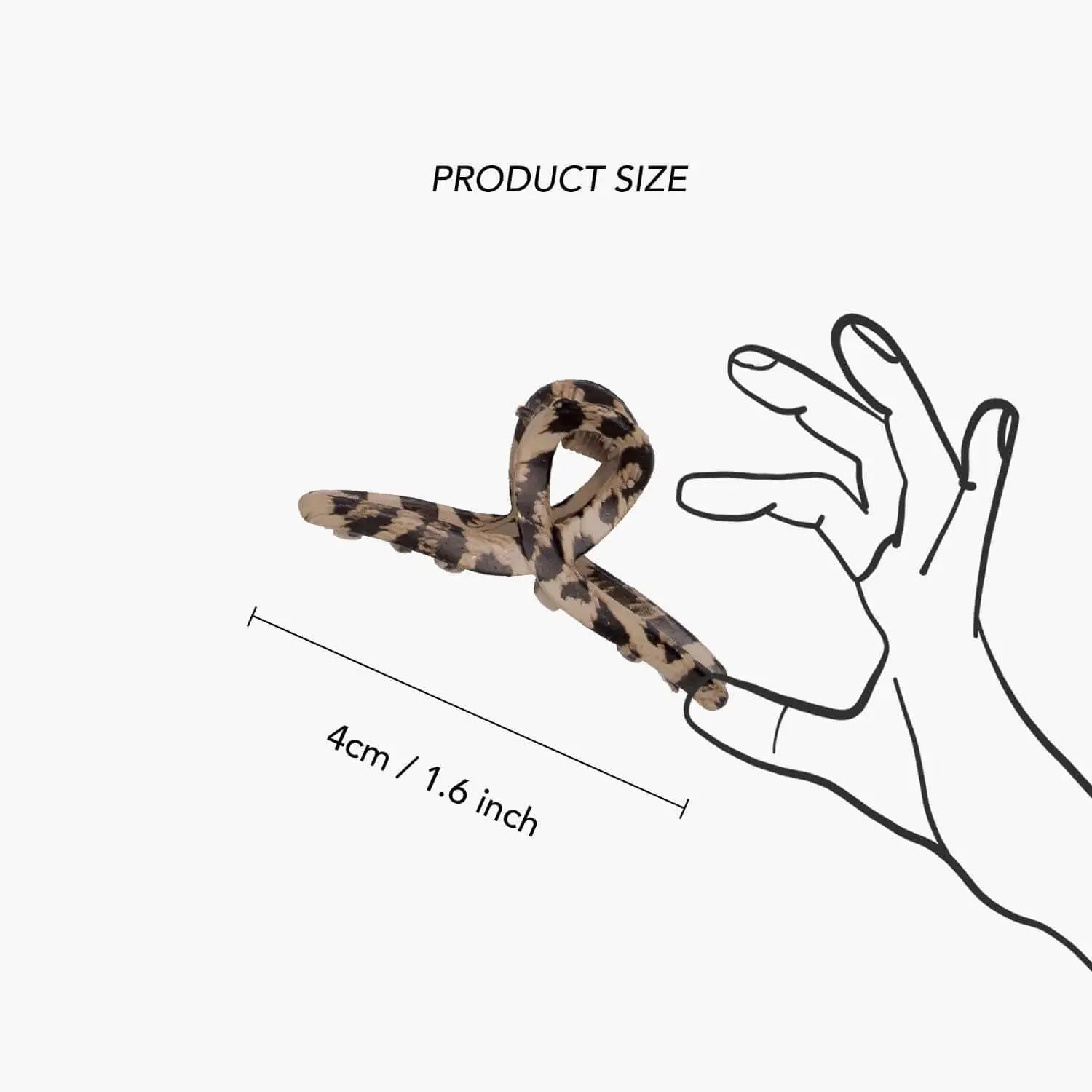Leopard print hair claw set showcasing hand holding small snake.