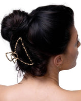 Leopard print hair claw set with woman wearing hair clip