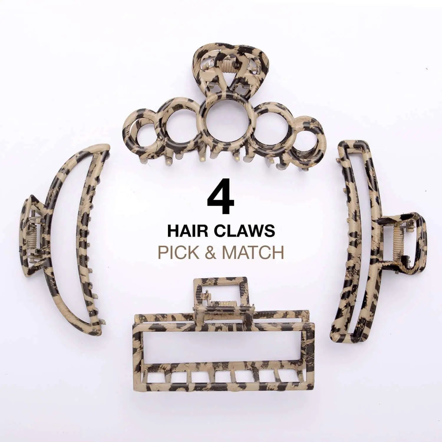 Leopard print hair claw set with 4pcs clips for women hair accessories