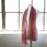 Pink leopard print scarf in tie-dye silk blend chiffon fabric.