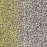 Yellow and brown leopard print tie-dye silk blend chiffon scarf.
