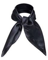 Luxurious 100% Mulberry Silk Small Square Scarf - Black silk scarf on white background